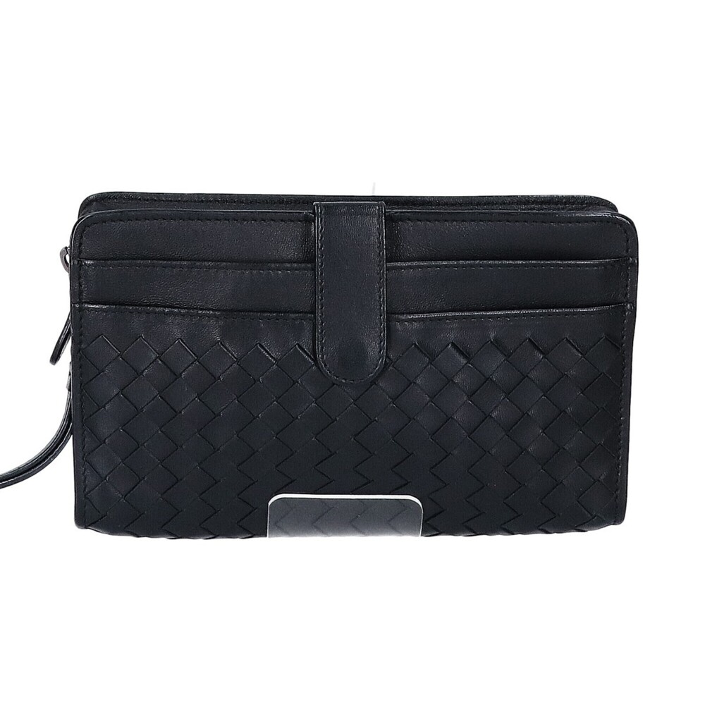BOTTEGA VENETA Bottega Veneta Leather Intrecciato Second Bag Clutch Black Men's
